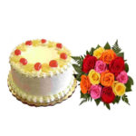 Half Kg Butter Scotch and 6 Red Roses Bunch