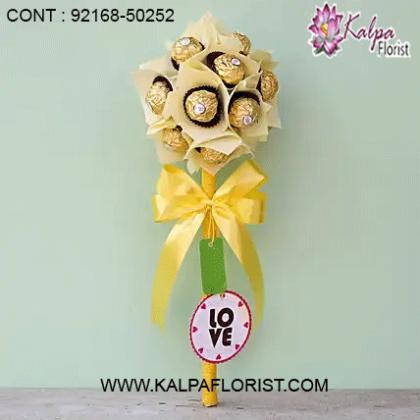 Buy chocolate bouquet online at cheap price in India via Kalpa Florist. We've chocolates bouquets like ferrero rocher & dairy milk. Order now!