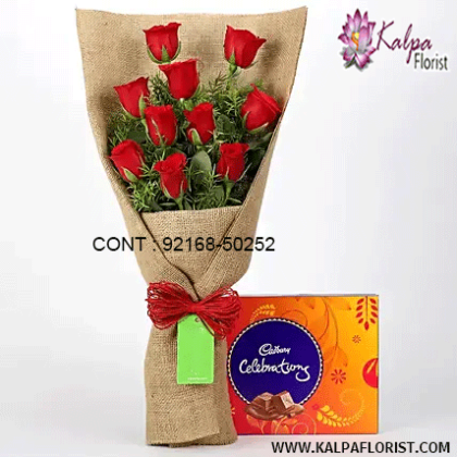 Buy flower bouquets with chocolates online from Kalpa Florist. The exciting combos of flower and chocolate gifts are available for many special occasions with shipping and same day delivery!