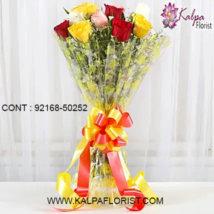 Buy/Send Bouquet Of Red Roses & Lucky Bamboo Combo Online- FNP