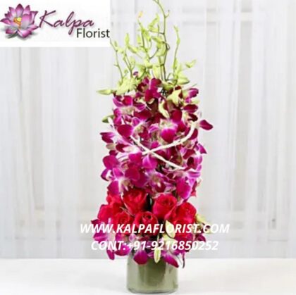 Roses And Orchids Vase Arrangement ( Christmas Vase Filler )