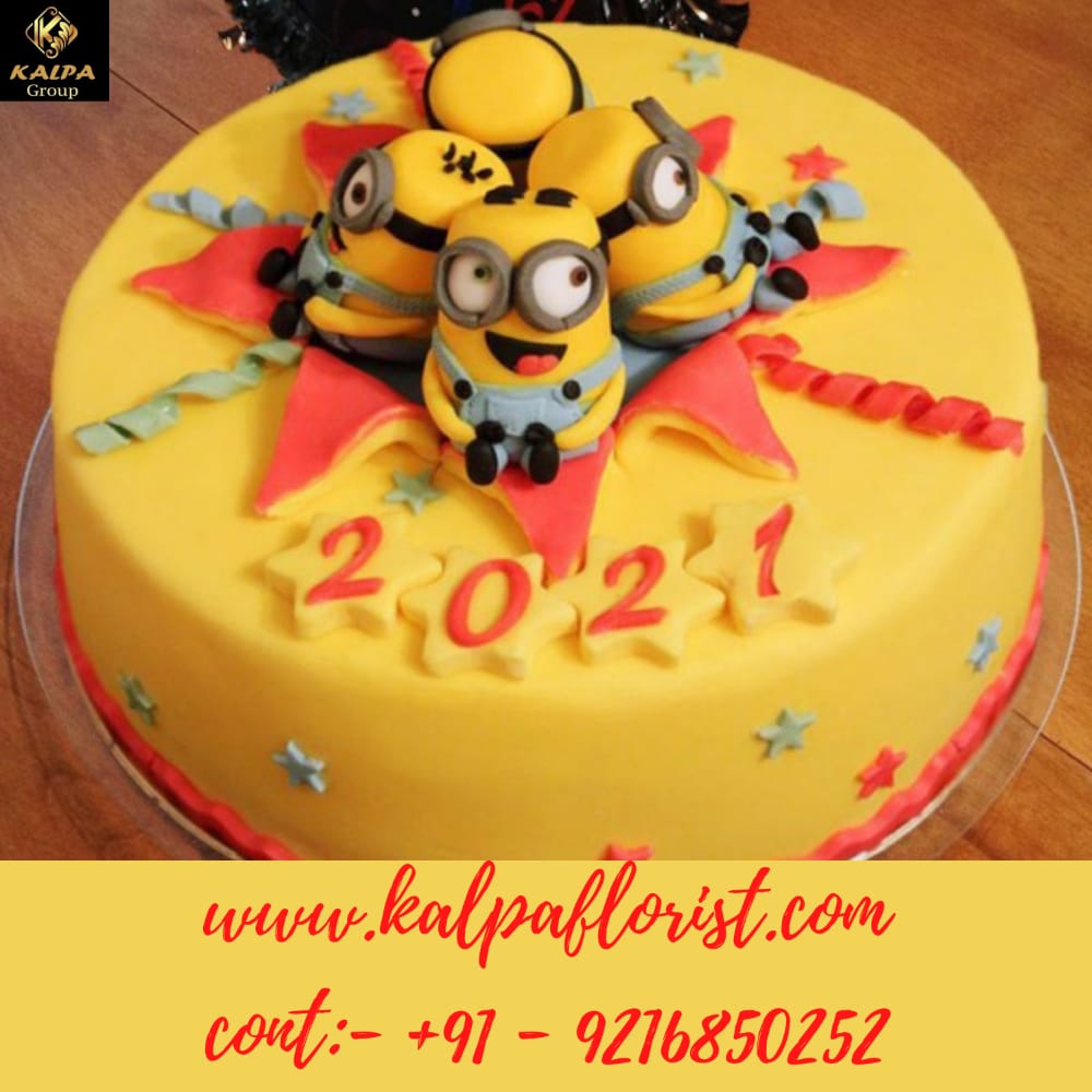 Minion New Year Cake | Midnight Cake Delivery | Kalpa Florist 