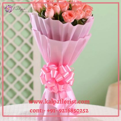 Pink Roses Bouquet ( Flower Point Jalandhar )