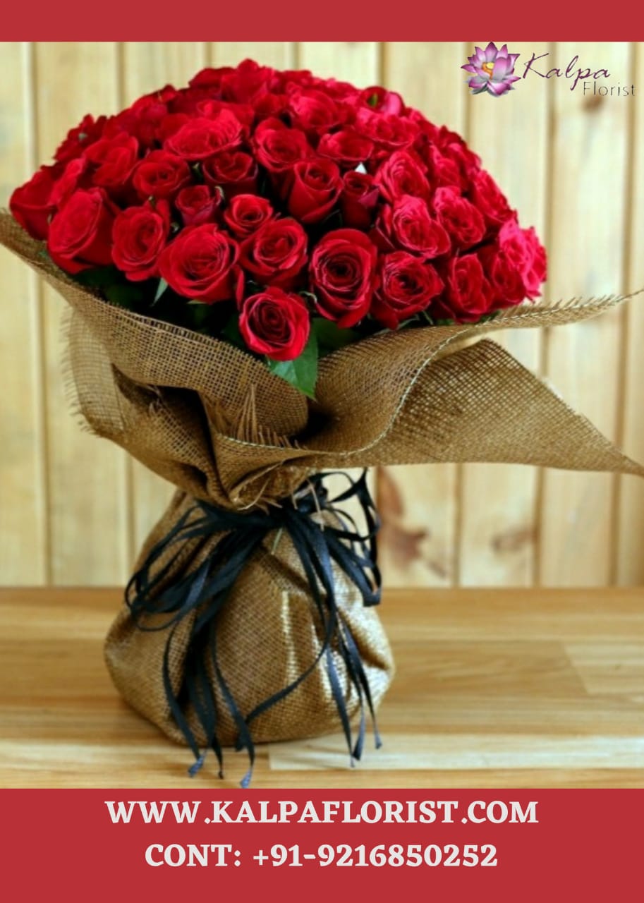 Hundred Red Rose Bunch Online Flower Delivery In Patiala