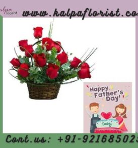Roses Basket With Fathers Day Card | Gifts to India From Canada | Kalpa Florist, gifts to india from canada, send gifts to india from canada, how to send gifts to india from canada, gifts to india from canada 24x7, send gifts to india from canada online, gifts to take to india from canada, how to send gifts to india, send birthday gifts to india from canada, what gifts to take to india from canada, diwali gifts to india from canada,  Order From : France, Spain, Canada, Malaysia, United States, Italy, United Kingdom, Australia, New Zealand, Singapore, Germany, Kuwait, Greece, Russia, Toronto, Melbourne, Brampton, Ontario, Singapore, Spain, New York, Germany, Italy, London, send to india, father's day card printable, fathers day card messages, father's day card for kids, fathers day card ideas for kids, father's day card designs, fathers day card from wife, fathers day card for husband, father's day gift card, best fathers day cards, fathers day card 2020, father's day card ideas from daughter, fathers day card greetings, basket of red roses, red roses basket arrangement, red roses basket, red roses in basket, red roses in a basket