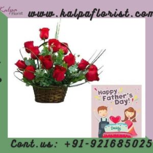 Roses Basket With Fathers Day Card | Gifts to India From Canada | Kalpa Florist, gifts to india from canada, send gifts to india from canada, how to send gifts to india from canada, gifts to india from canada 24x7, send gifts to india from canada online, gifts to take to india from canada, how to send gifts to india, send birthday gifts to india from canada, what gifts to take to india from canada, diwali gifts to india from canada,  Order From : France, Spain, Canada, Malaysia, United States, Italy, United Kingdom, Australia, New Zealand, Singapore, Germany, Kuwait, Greece, Russia, Toronto, Melbourne, Brampton, Ontario, Singapore, Spain, New York, Germany, Italy, London, send to india, father's day card printable, fathers day card messages, father's day card for kids, fathers day card ideas for kids, father's day card designs, fathers day card from wife, fathers day card for husband, father's day gift card, best fathers day cards, fathers day card 2020, father's day card ideas from daughter, fathers day card greetings, basket of red roses, red roses basket arrangement, red roses basket, red roses in basket, red roses in a basket