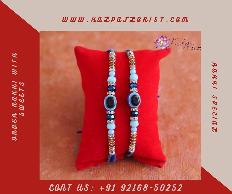 Rakhi Set with Kaju Roll Order Rakhi Online To India Kalpa Florist