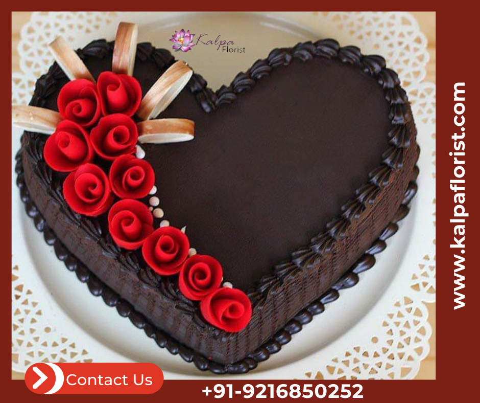 Heart Shape Chocolate Cake | Birthday Cake Online | Kalpa Florist