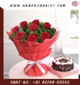 Red Roses With Cake | Flower And Cake Delivery Delhi | Kalpa Florist