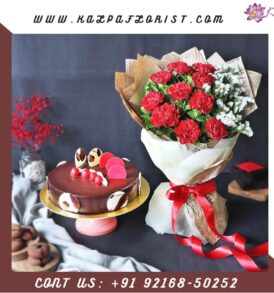 Delicious Truffle Cake With Bouquet Flower And Cake Delivery Near Me