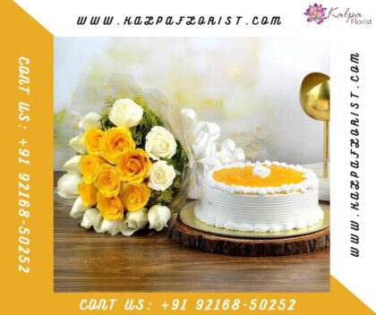 Roses Romantic Combo Flower and Cake Delivery In India