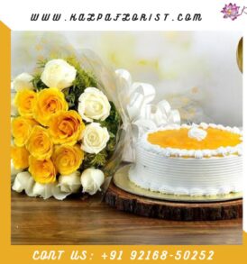 Roses Romantic Combo Flower and Cake Delivery In India canada