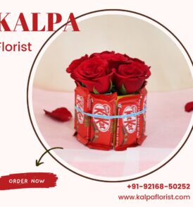 Rose Kitkat Vase ( Online Chocolate And Flower Delivery )