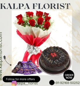 Bunch of 12 Mix Roses with Dairy Milk Chocolates & Black Forest Cake ( Combo Gift Delivery Delhi )